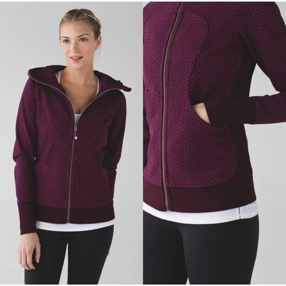 Lululemon Scuba Hoodie Iii Star Pixel Raspberry Bordeaux Jacket 4 Small